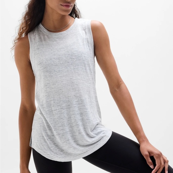 Athleta Tops - Athleta Breezy Striped Top in Grey